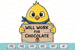 Funny Easter Chocolate Lover Chick, a Seasonal Illustration by Ghagra