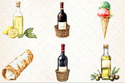 Watercolor Italian Clipart, an Illustration by Rose Art (Thumbnail 2 of 7)