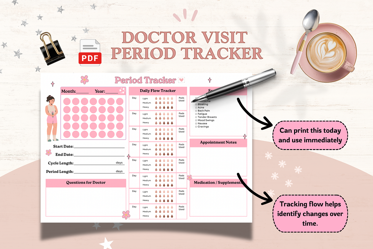 Doctor Appointment Period Tracker, a Print Template by bellaROSEworkshop (Photo 5 of 5)