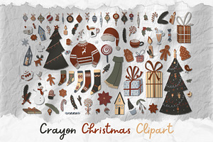 Cozy Crayon Christmas Clipart Bundle