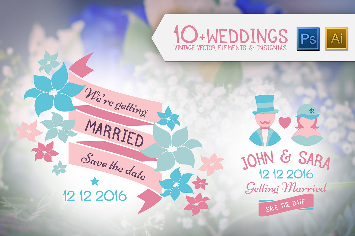 Wedding Vintage Insignias & Element, an Illustration by Mikko Lemola (Photo 1 of 2)