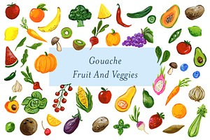 Gouache Fruit and Vegetables, an Illustration by Lavender And Sea