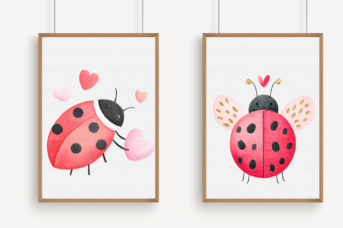 Cute Ladybug Valentine Clipart, an Illustration by Libby Wishes (Photo 5 of 6)