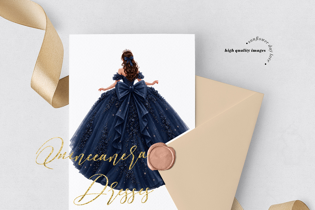 Navy Blue Ball Gown Princess Clipart, a Person Illustration by Sunflower Day Love (Photo 2 of 3)