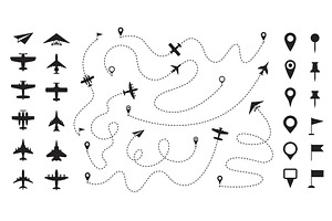 Dashed Line Plane Route. Airplane