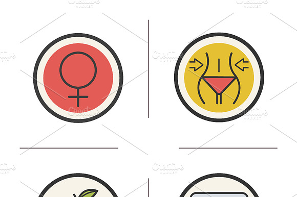 Weight Loss Color Icons Set. Vector