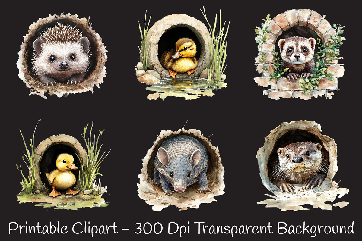 Funny Animals in Hole Clipart, an Illustration by RobertsArt (Photo 5 of 7)