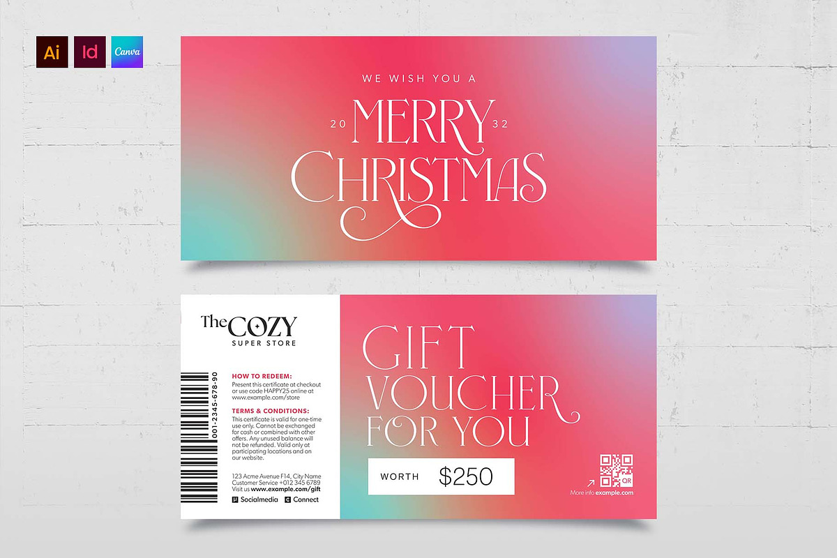 Christmas Gift Voucher Template, a Stationery Template by BrandPacks (Photo 1 of 5)