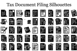 Tax Document Filing Silhouettes, a Graphic by hafijul