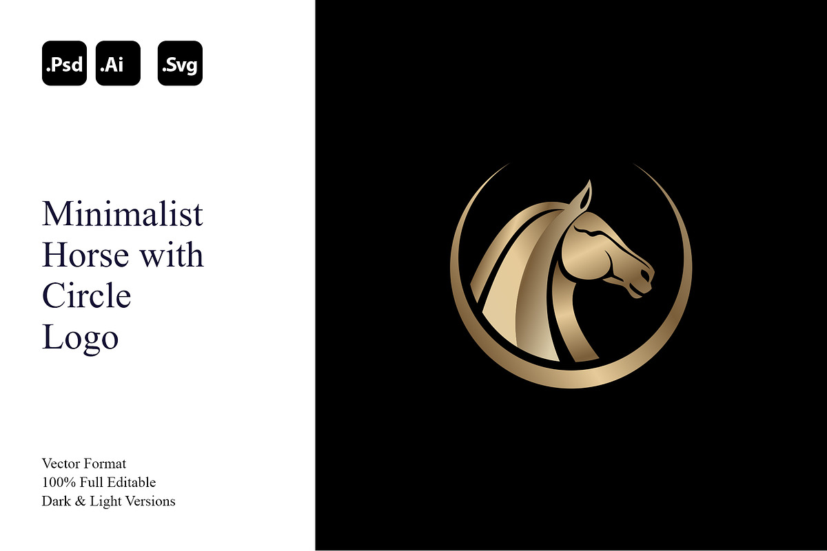 Minimalist Horse with Circle Logo, a Branding & Logo Template by Luxury Logos (Photo 1 of 4)