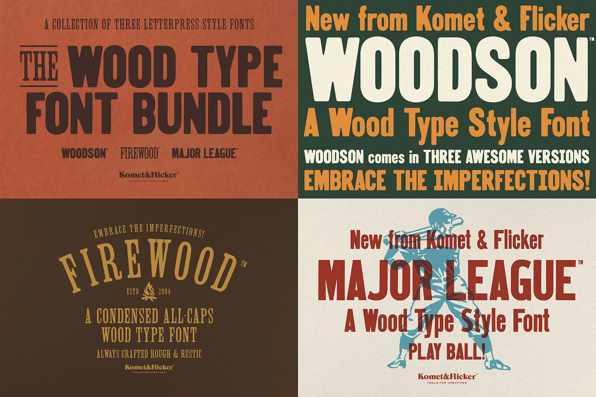 The Wood Type Font Bundle, a Font by Komet & Flicker (Photo 1 of 13)