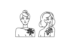 feminine flower tattoo woman vector, a Person Illustration by pikepicture