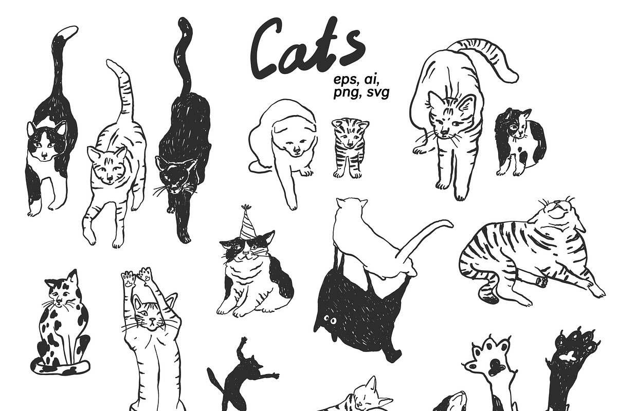Funny Cats Line Art Bundle, an Illustration by Anastasiya Klempach (Photo 2 of 19)
