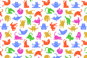 Zen Cats Yoga Asana Poses, a Pattern Graphic by Iconka (Thumbnail 2 of 7)