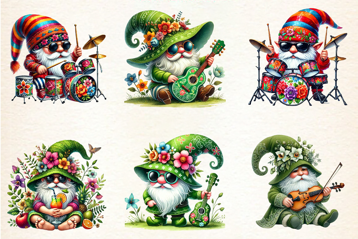 Funny Spring Gnome Clipart, an Illustration by DreamArtGraphic (Photo 2 of 5)