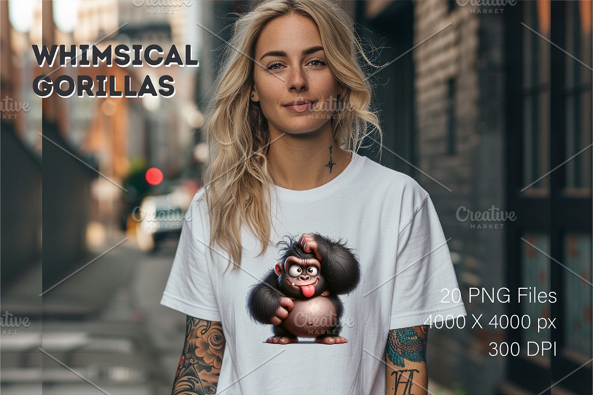 Whimsical cartoon gorillas. T-Shirt, an Animal Illustration by KENO Mascots (Photo 5 of 8)