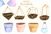 Lovely Succulents Watercolor Clipart, a Decorative Illustration by everysunsun (Thumbnail 3 of 4)