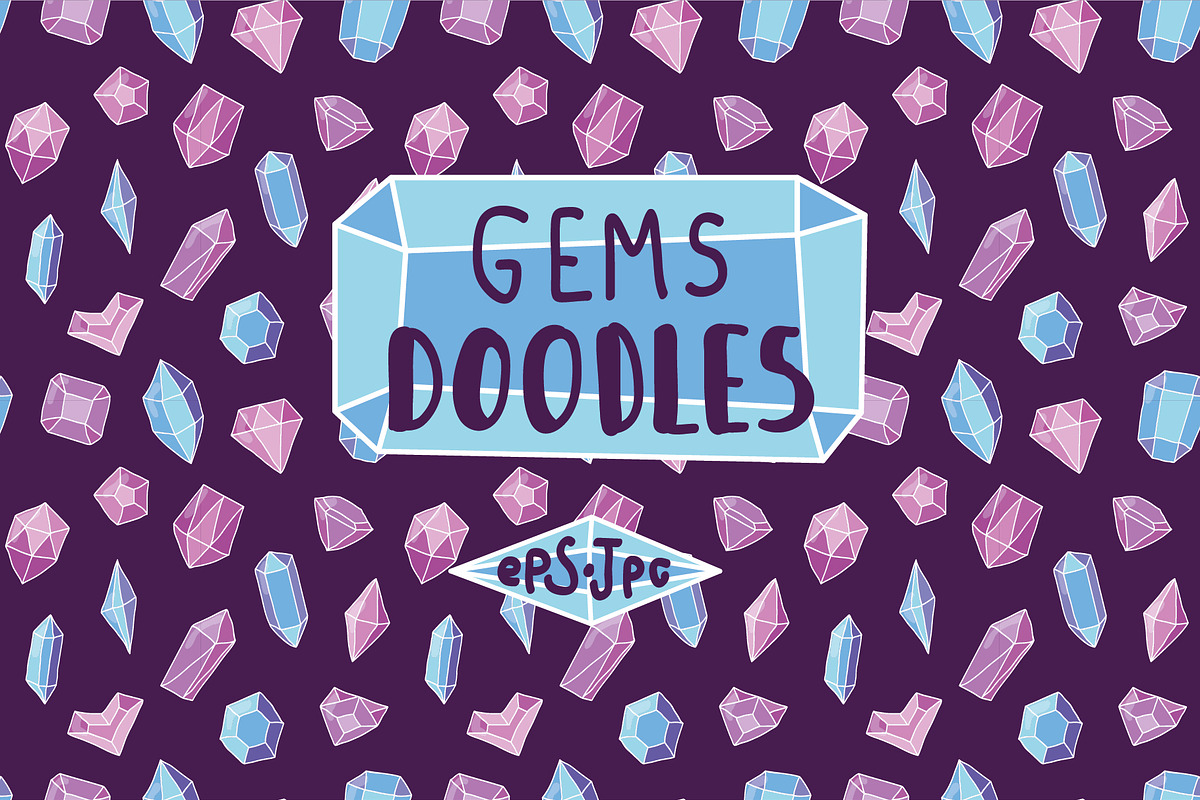 Hand drawn doodle bundle with gems, a Pattern Graphic by altanaka (Photo 1 of 3)