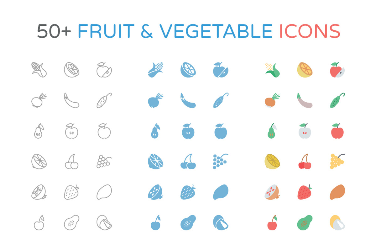 50+ Fruit and Vegetable Icons