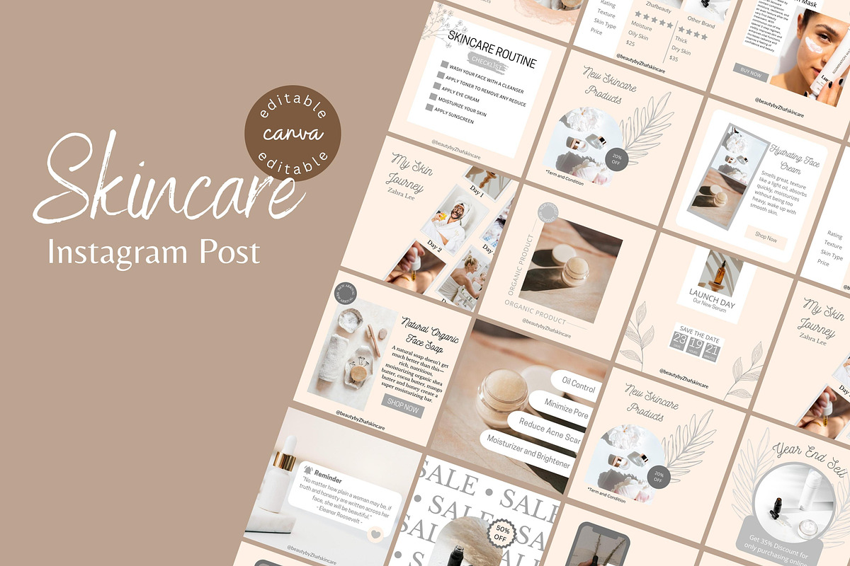Skincare Instagram Post Canva, a Social Media Template by Reza Space (Photo 4 of 4)