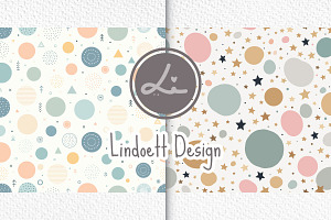 Star, Triangle and Polka Dot Pattern, a Pattern Graphic by lindoet23
