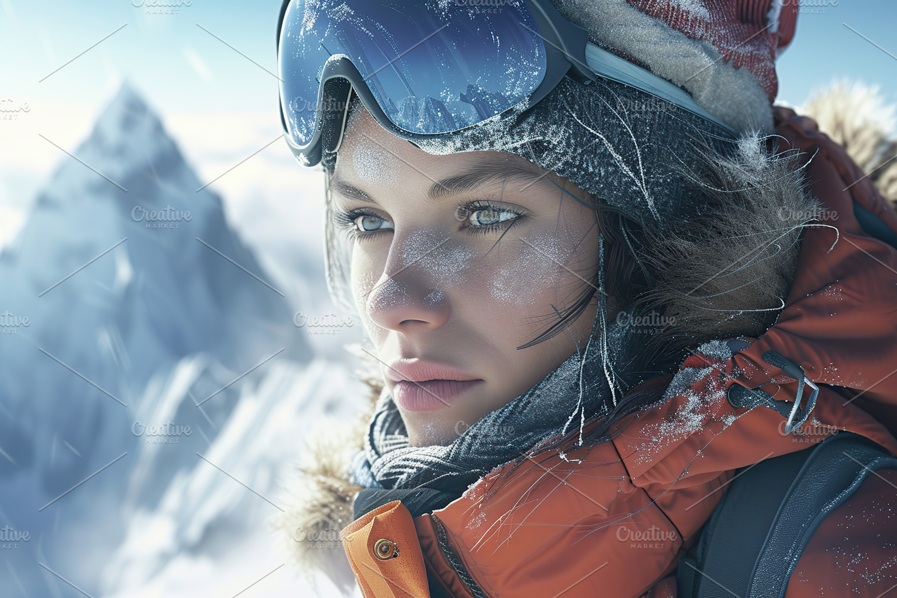 Portrait of climber reaches the top of mountain peak, a Photo by AlyaAnd