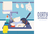 Dirty kitchenware, an Object Illustration by Good Studio (Thumbnail 1 of 4)