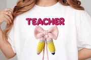 Faux Yarn Teacher Coquette Bow PNG, an Illustration by DreamArtGraphic (Thumbnail 4 of 4)