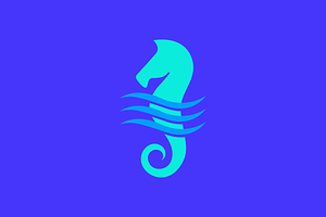 seahorse ocean with wave logo, a Branding & Logo Template by devastd