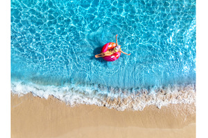 Aerial drone view of a woman, a Nature Photo by den-belitsky