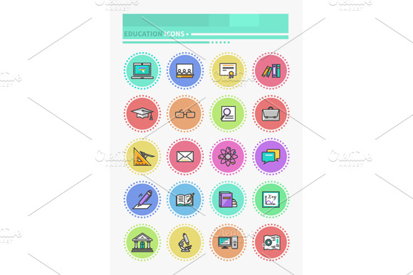 Set Of Thin Lines Icons Education
