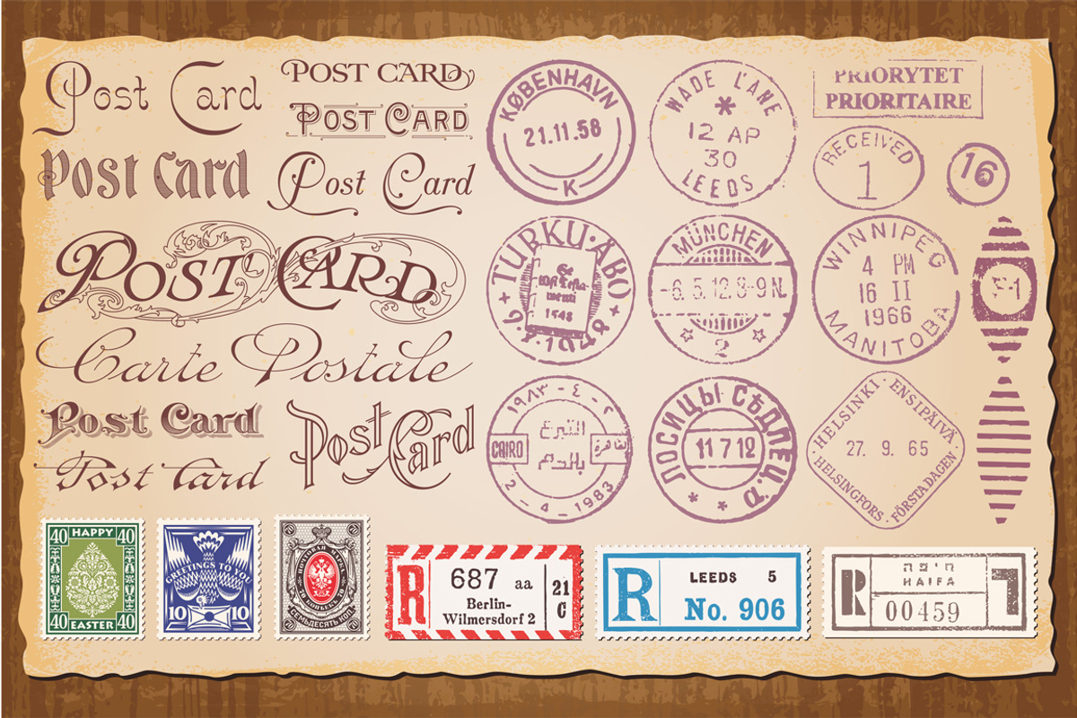 Vintage Postcards Vector Set, an Object Graphic by Digiselector Design Goods (Photo 5 of 5)