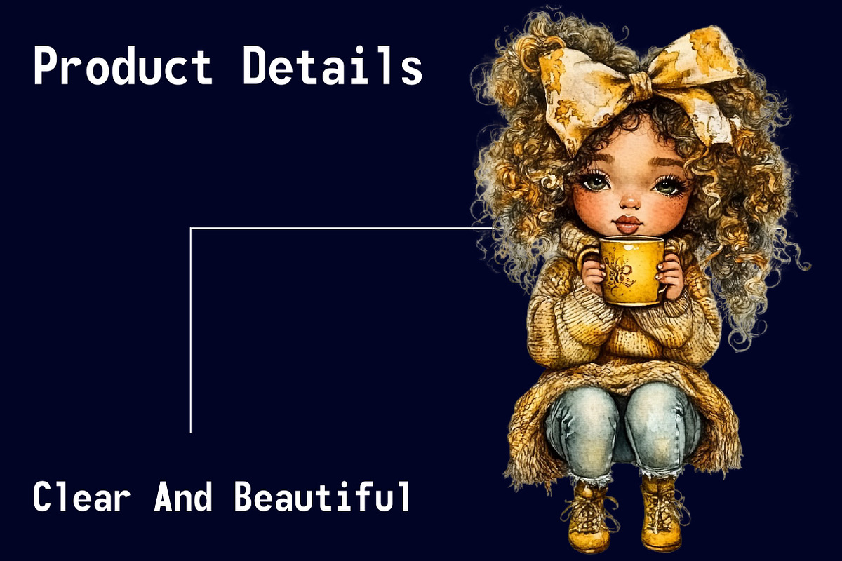 Whimsical Coffee Girls Clipart, a Seasonal Illustration by CitraGraphics (Photo 7 of 7)