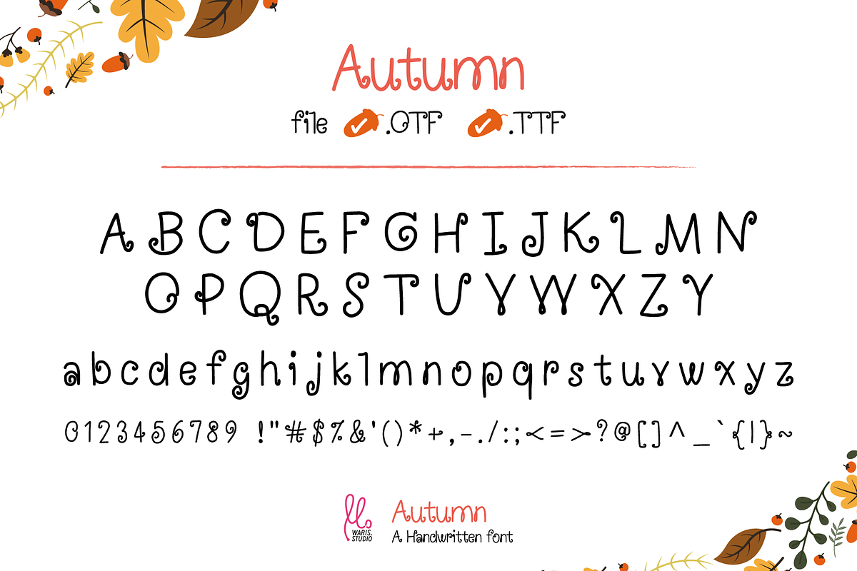Autumn Font: A cozy, handwritten, a Handwritten Font by Waris Studio (Photo 5 of 6)