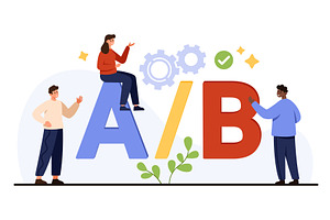A B Testing Concept with Team, a Technology Illustration by Flashvector