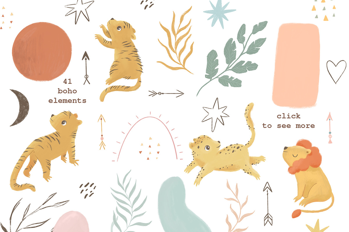 Boho animals. Rainbow clipart, an Animal Illustration by Lesya Skripak (Photo 2 of 10)