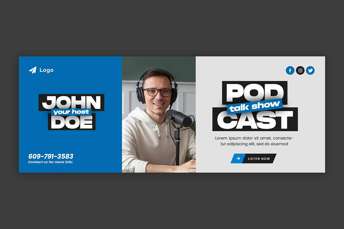 Podcaster Facebook Cover, a Social Media Template by Saman Osama
