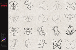 Line Art Butterfly Stamp Minimal Art