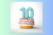 3D Birthday Cake Numbers Clip Art, a Food & Drink 3D Model by Whiskey Bee Boutique (Thumbnail 11 of 11)