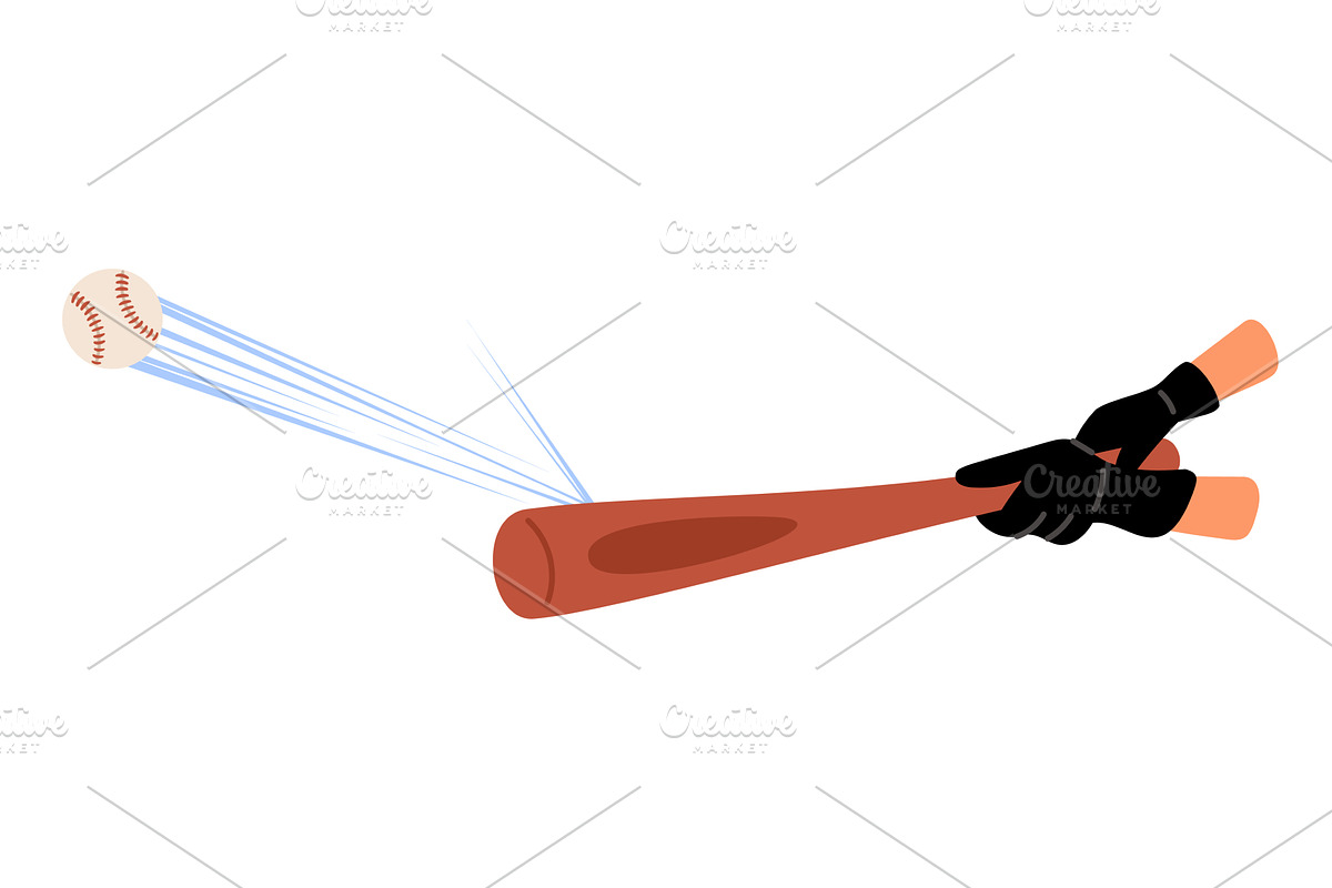 Baseball flies away from impact of, an Object Illustration by Vectorbuum