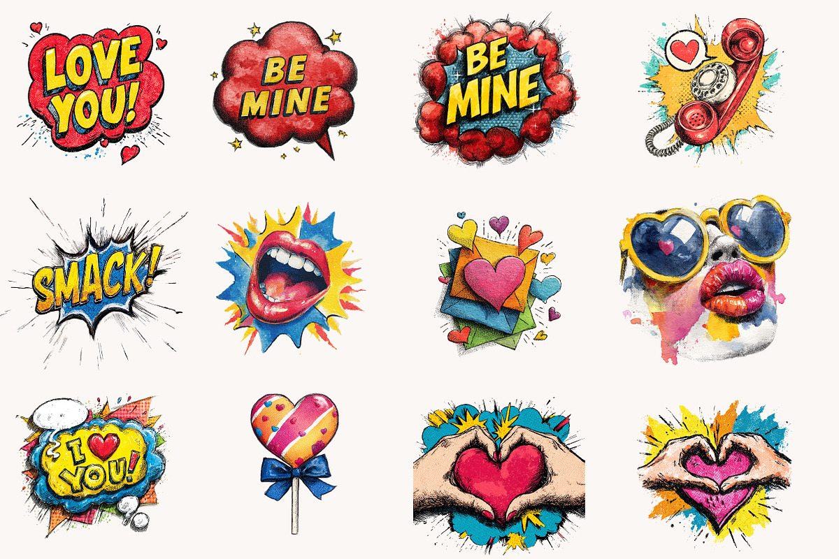 Pop Art Valentine PNG Sublimation, an Illustration by Designworld (Photo 2 of 9)