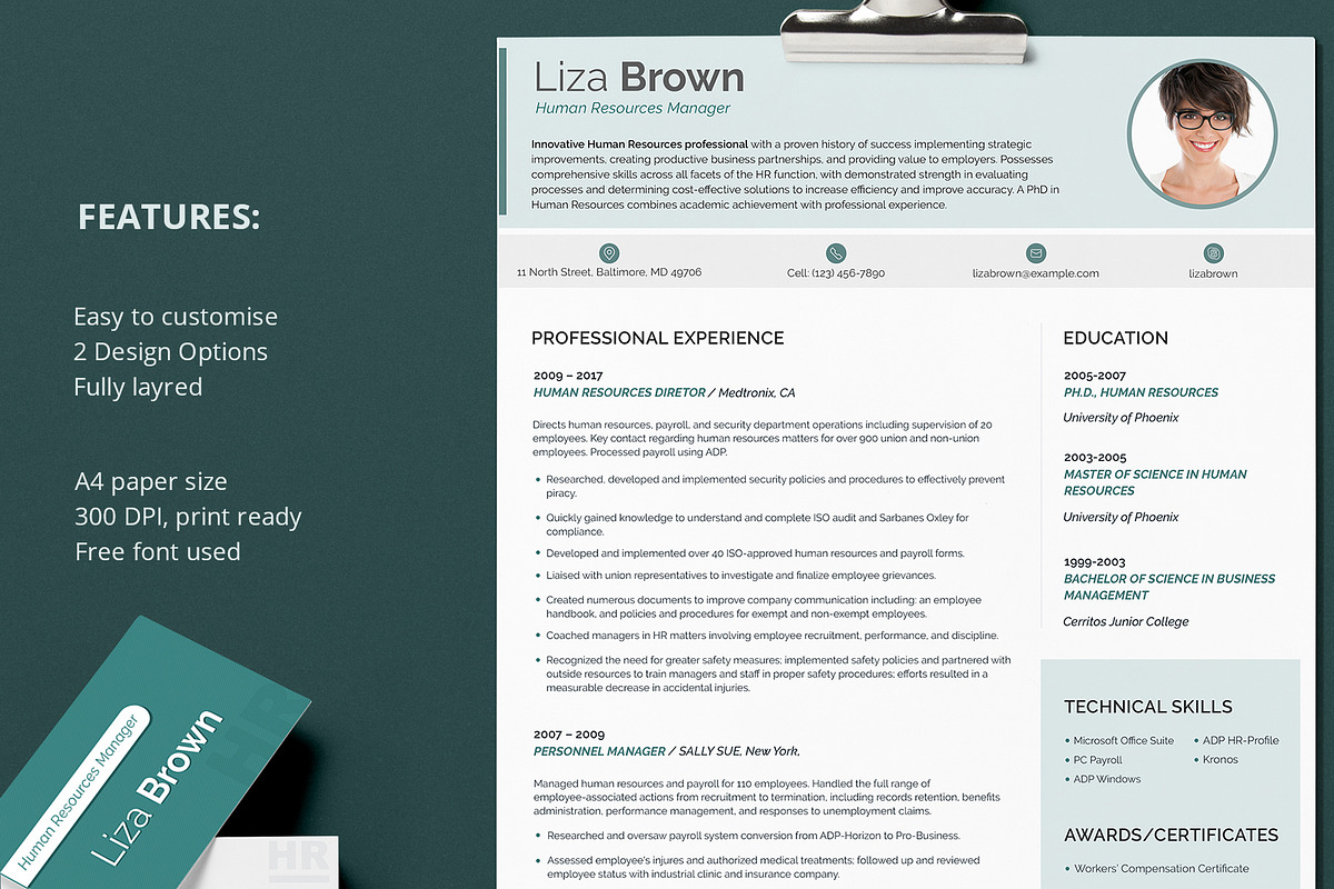Printable Resume for HR, a Resume Template by MotoCMS (Photo 1 of 2)