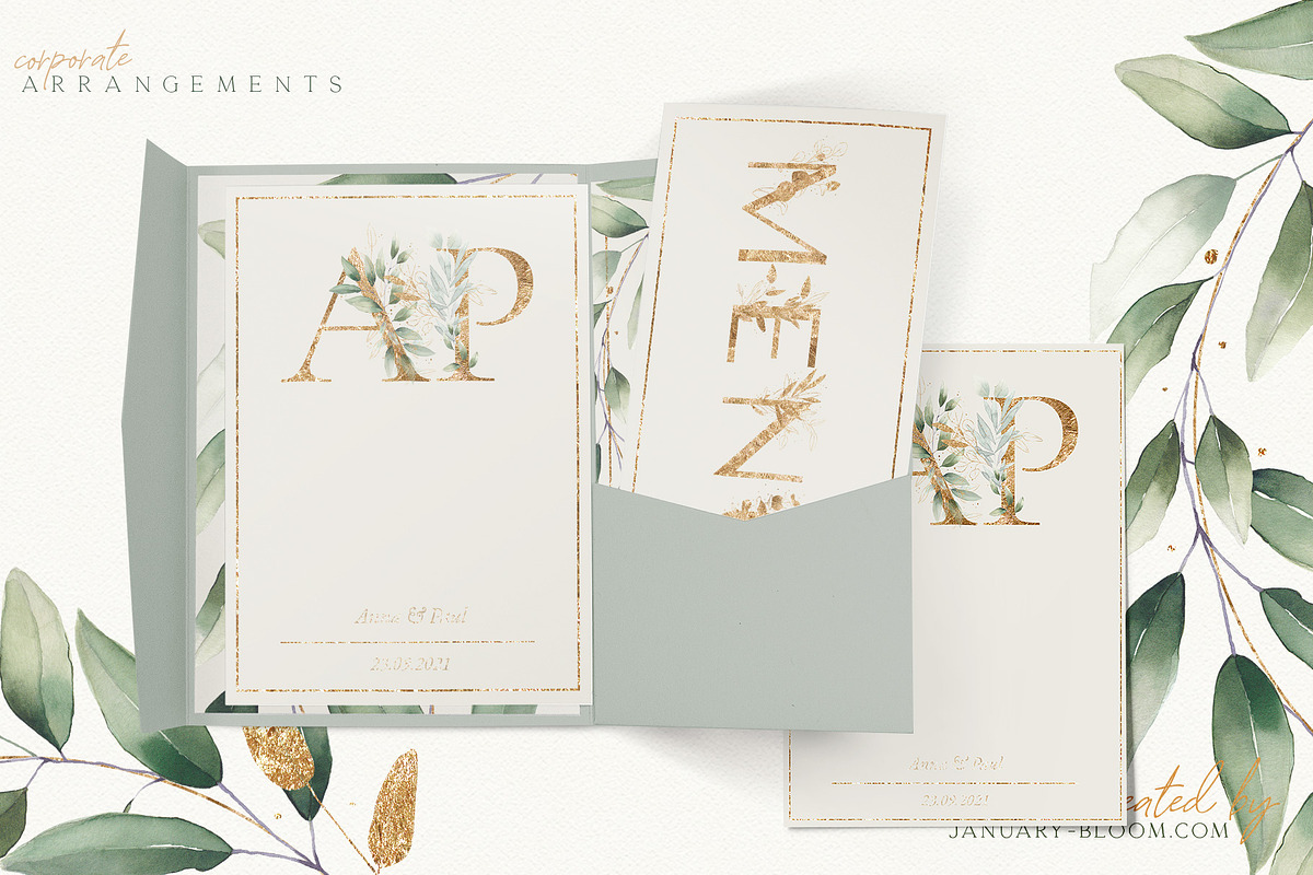 watercolour luxury foliage gold leaf, a Texture Illustration by January Bloom (Photo 2 of 14)