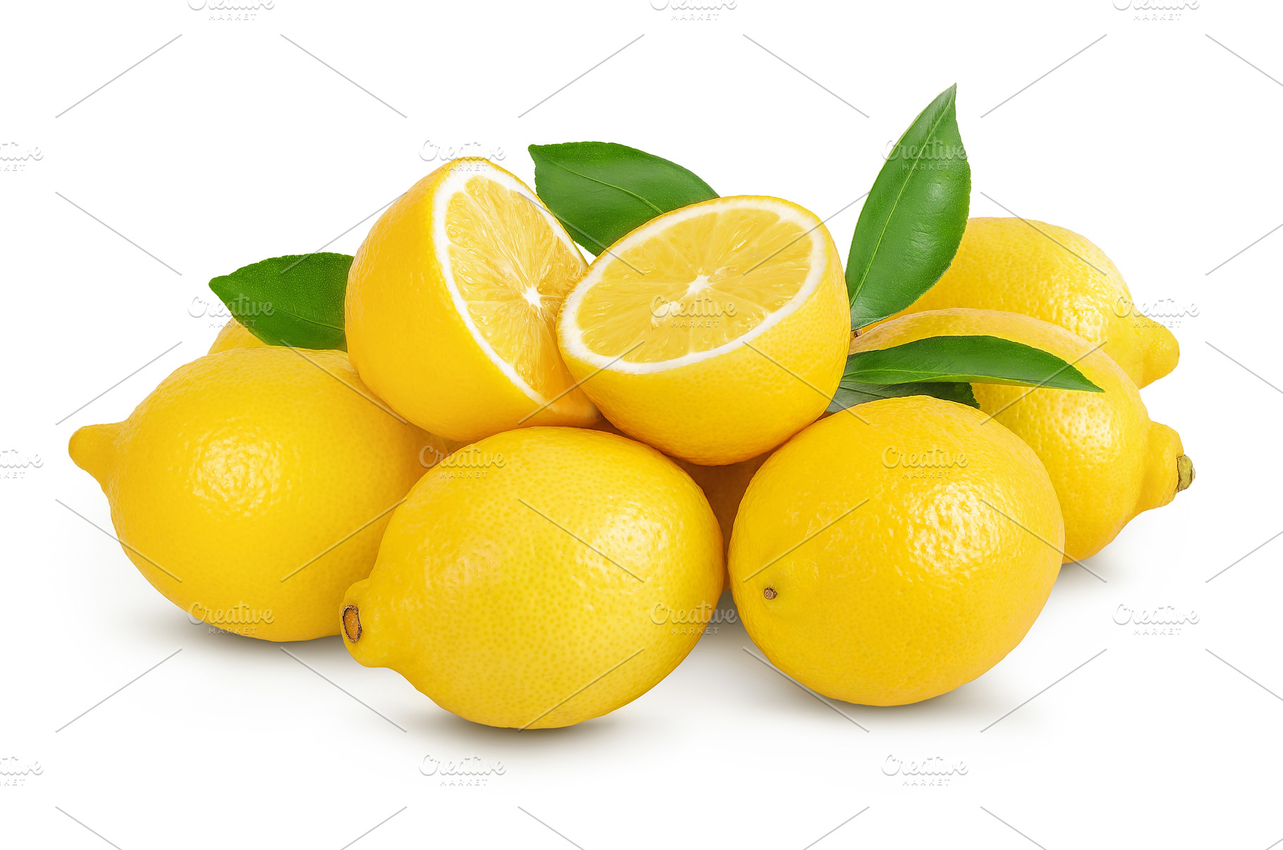 Ripe lemon with half isolated on, a Food & Drink Photo by NataPhoto