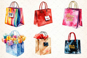 Watercolor Shopping Bag Black Friday, an Illustration by DreamCafeArt (Thumbnail 2 of 5)