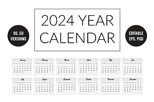 2024 Year Calendar Template. v1