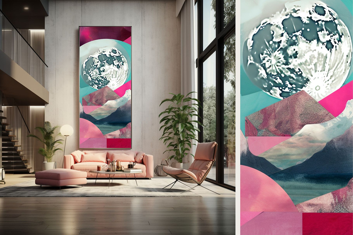 4 Pink Landscape Moon Wall Art, a Decorative Illustration by ARTOZEN DIGITAL (Photo 7 of 8)