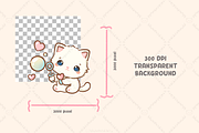 Kawaii White Cat Valentines, an Animal Illustration by Blumensdiary (Thumbnail 3 of 5)