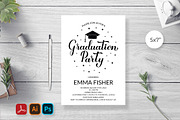 Graduation Invitation Template, a Stationery Template by LaBelezokaDesign (Thumbnail 1 of 2)