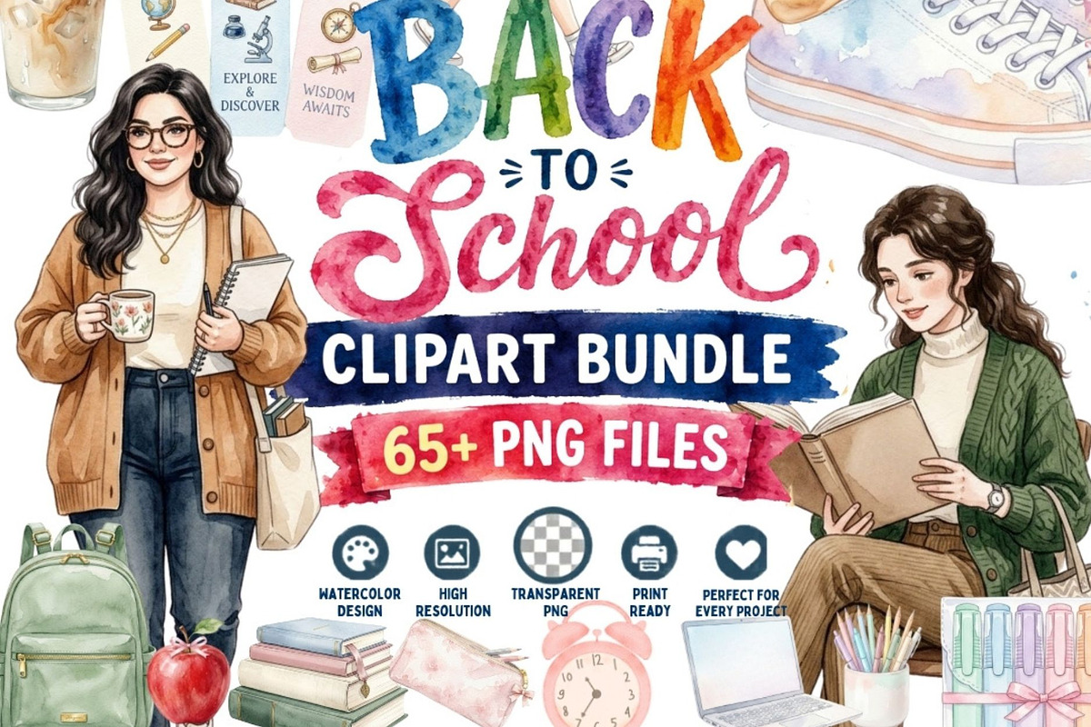 Back to School Aesthetic Clipart, a Seasonal Illustration by Tanya Kart (Photo 1 of 15)